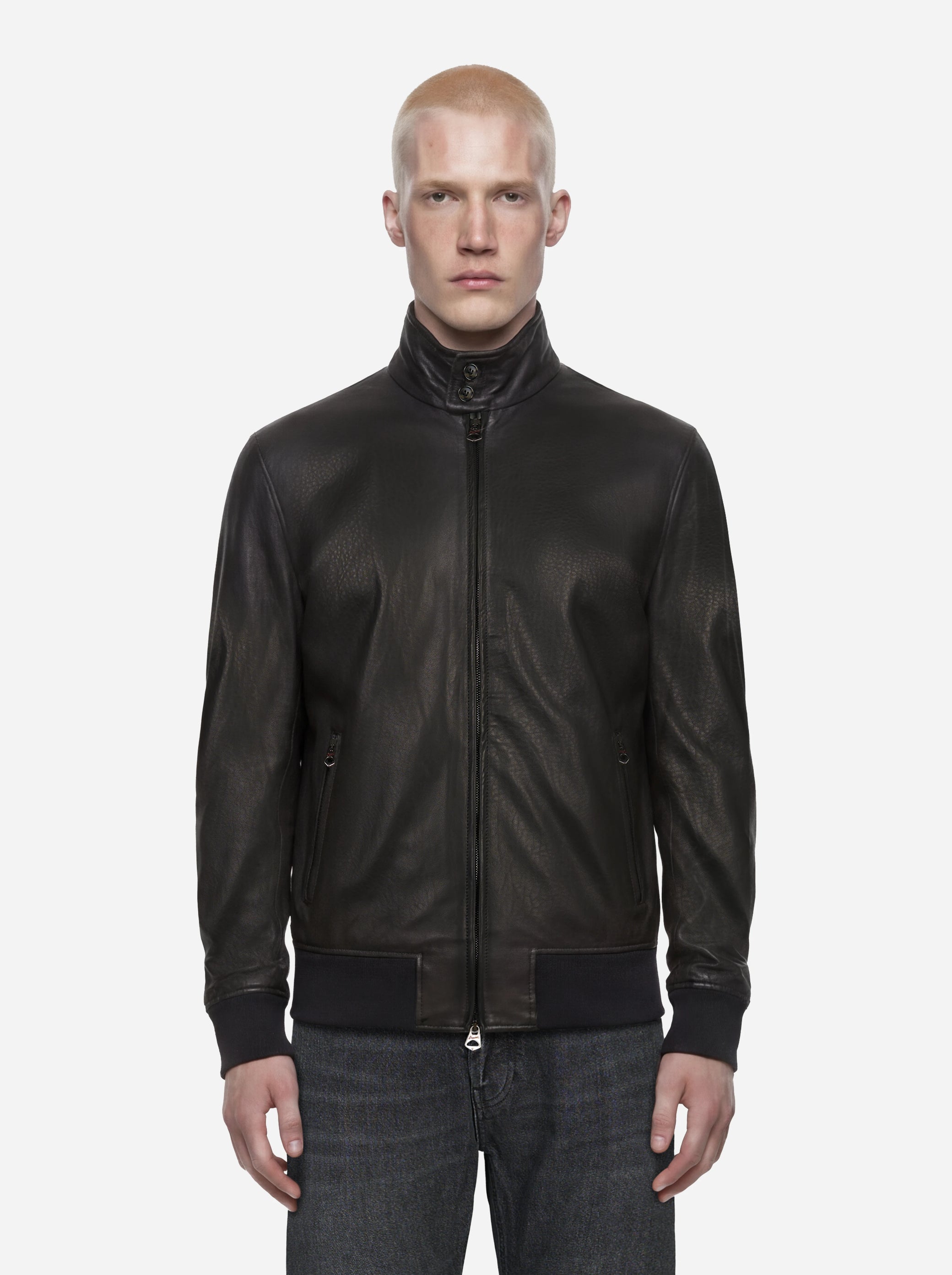 Bomber Jeff in pelle nero