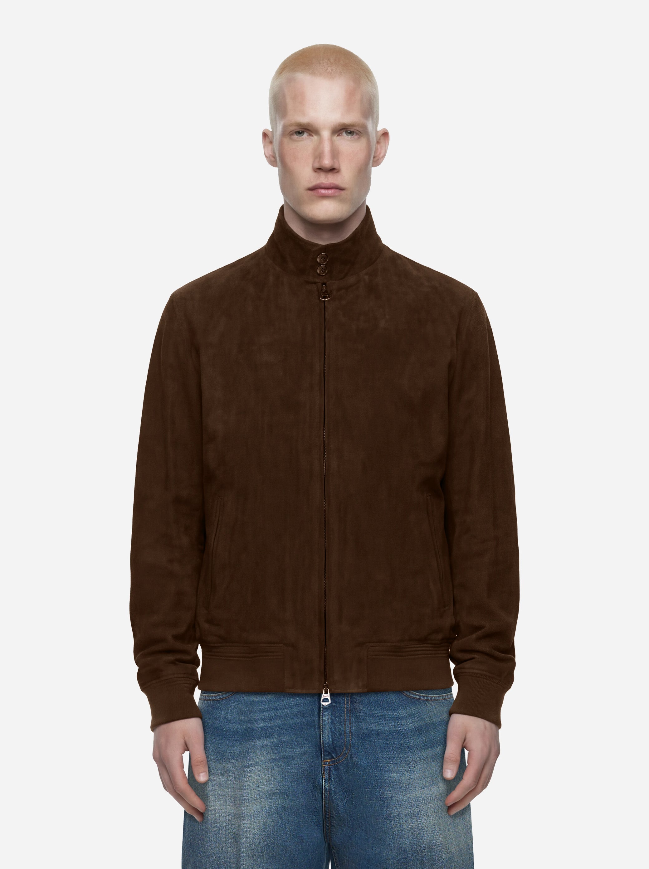 Bomber Jeff in pelle scamosciata marrone