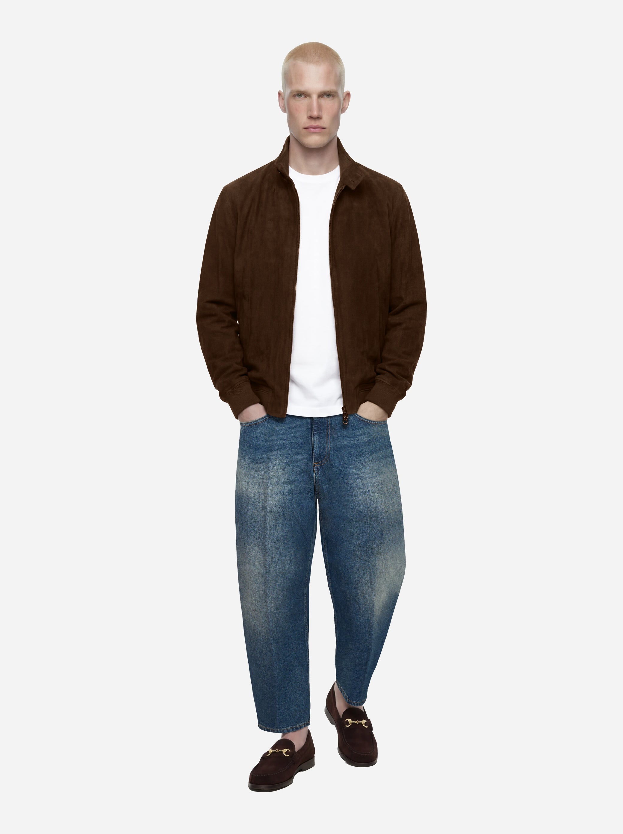 Bomber Jeff in pelle scamosciata marrone