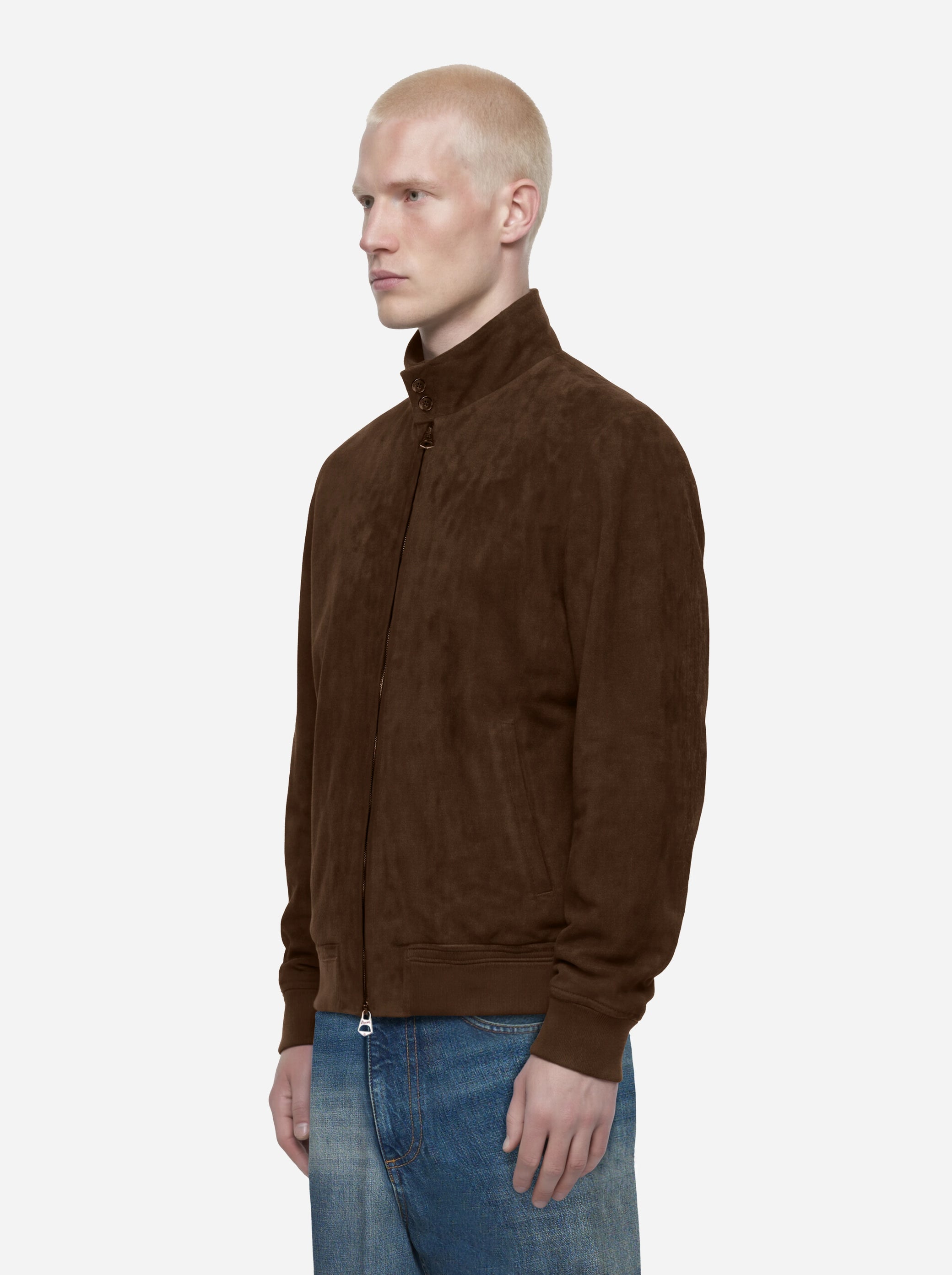 Bomber Jeff in pelle scamosciata marrone