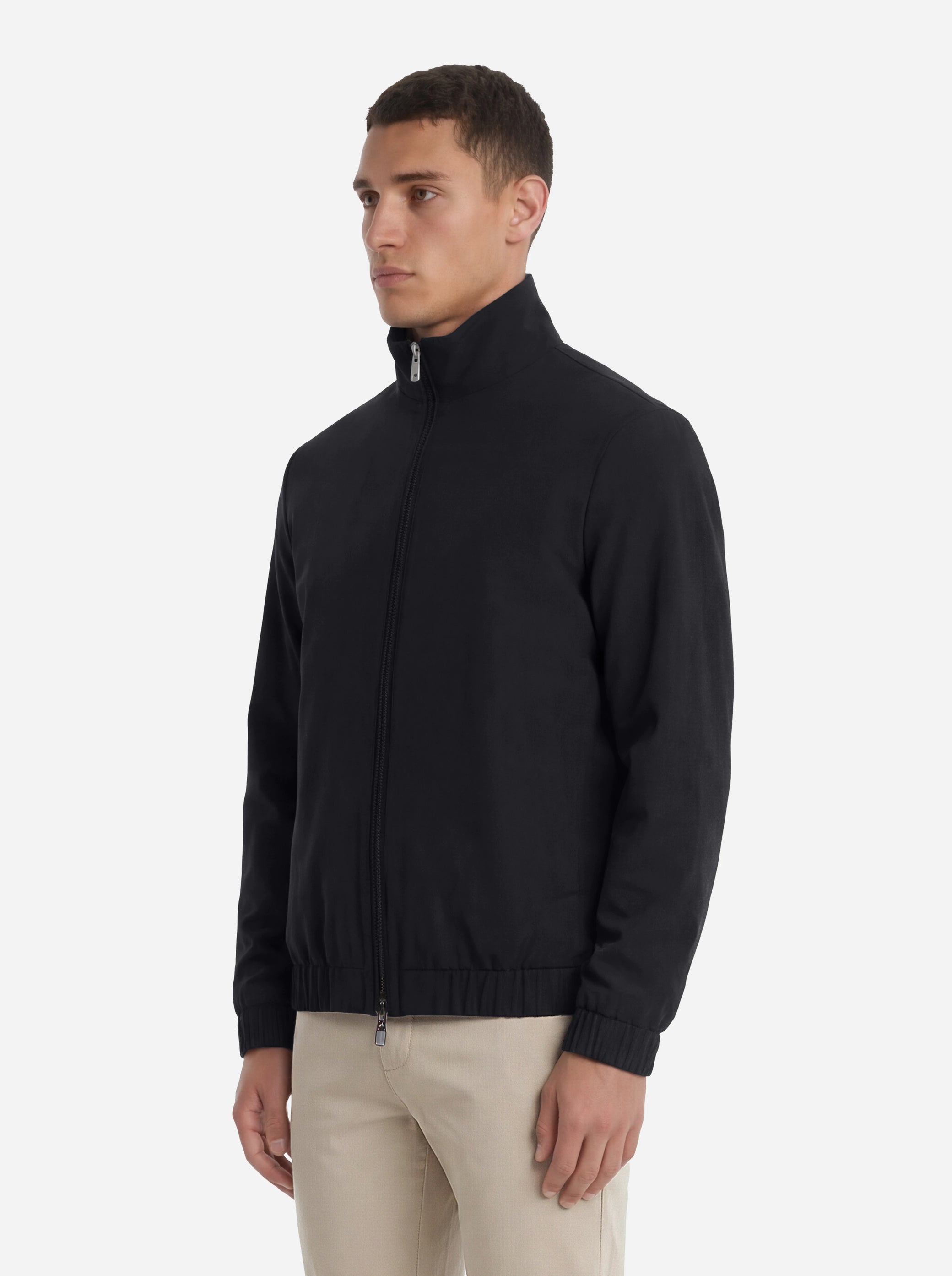 Bomber in nylon stretch nero