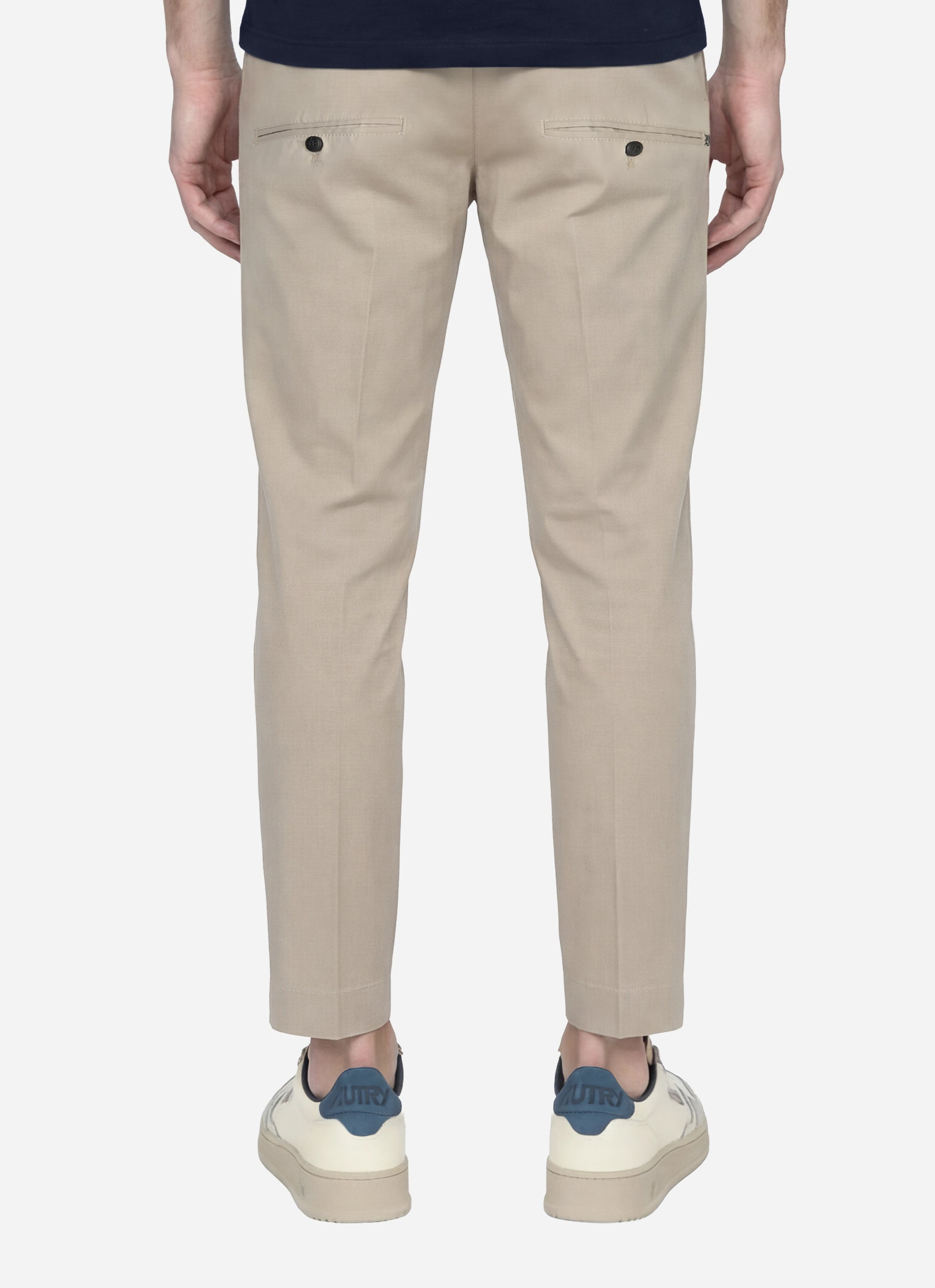 Pantalone carrot fit Ben in popeline di cotone beige