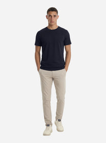 T-shirt girocollo blu con logo ricamato