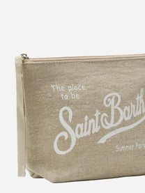 Pochette Aline in lino beige tinta unita