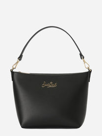 Borsa Aline in pelle liscia nera con placchetta logo