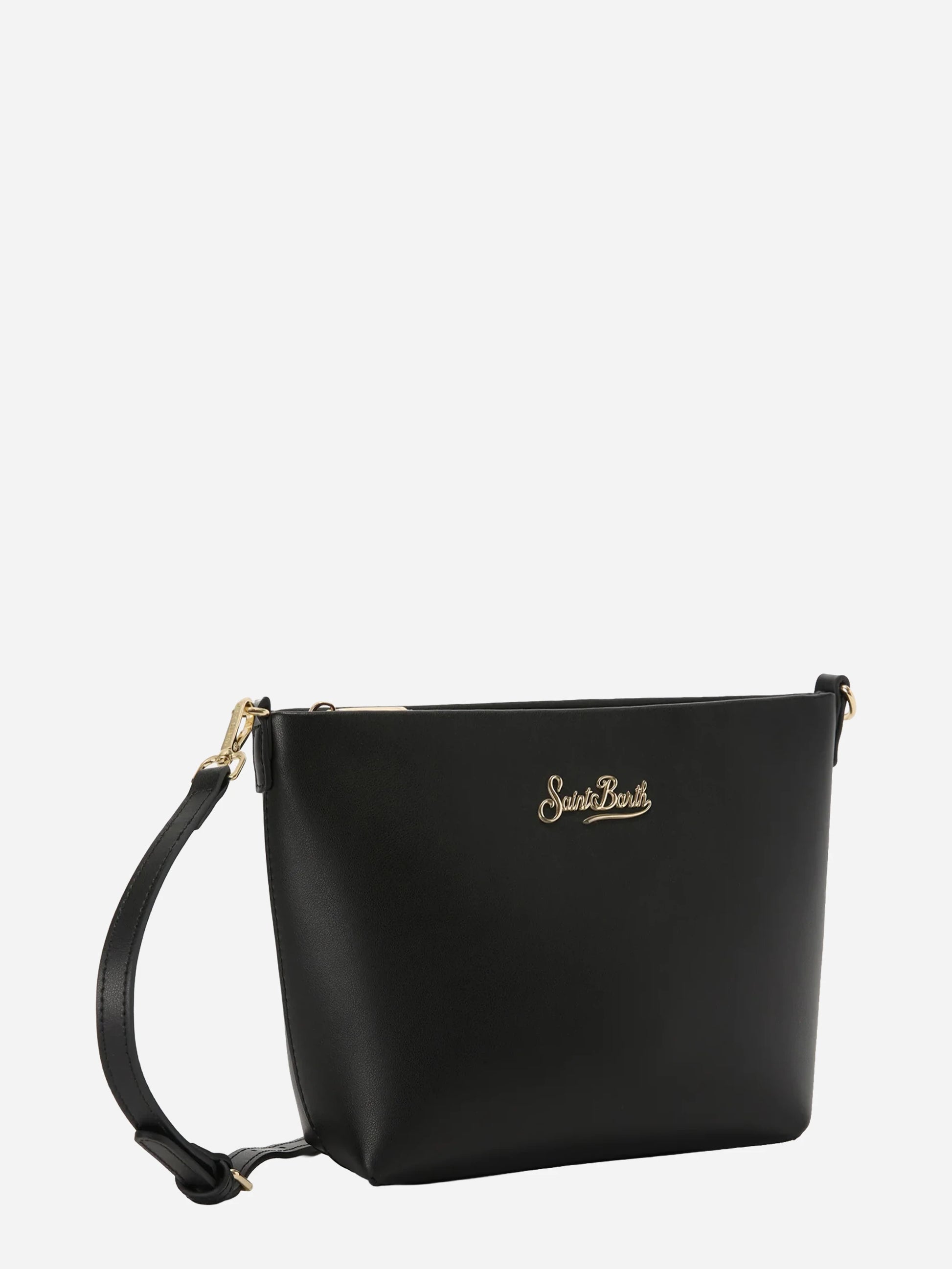 Borsa Aline in pelle liscia nera con placchetta logo