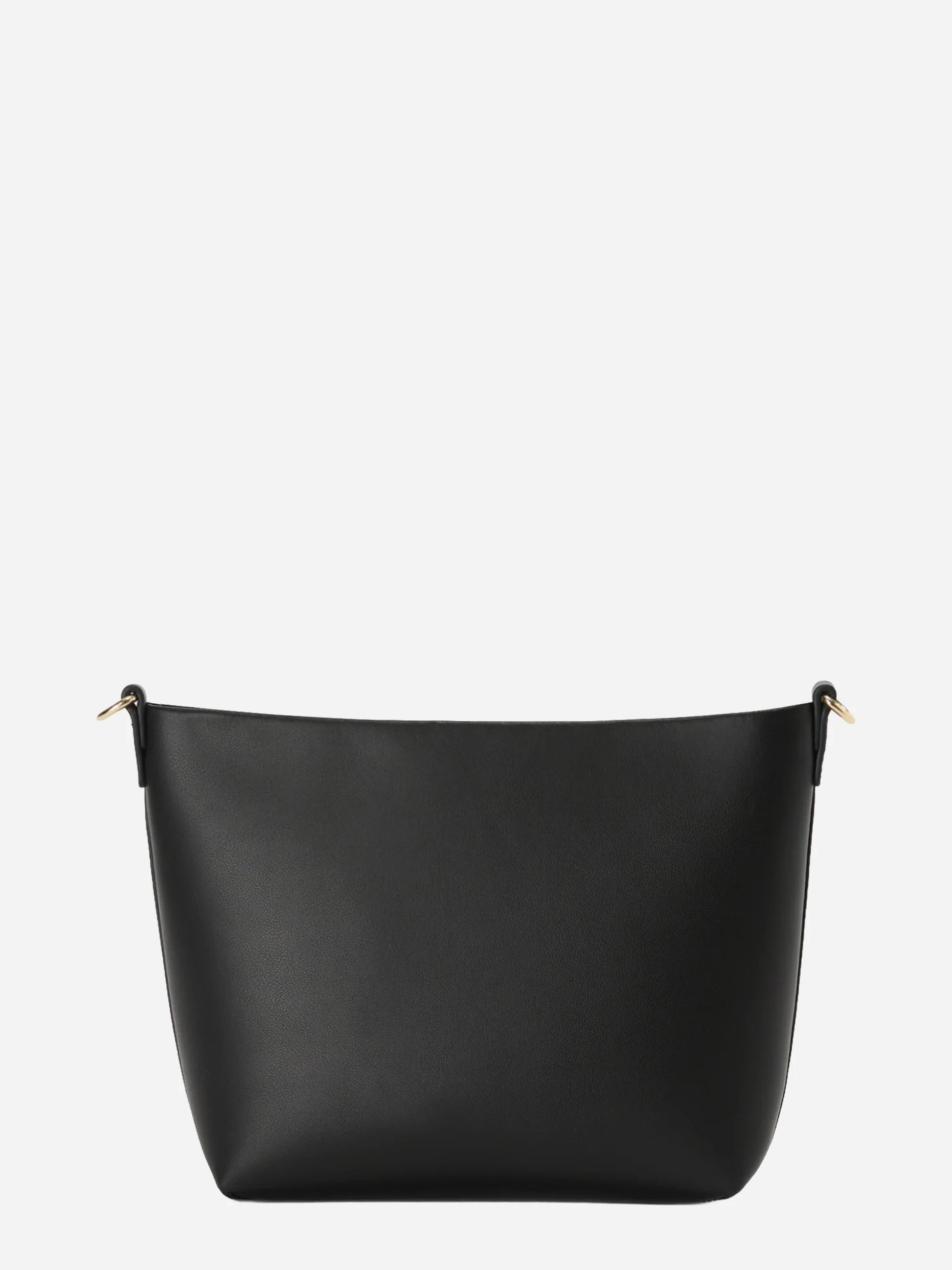 Borsa Aline in pelle liscia nera con placchetta logo