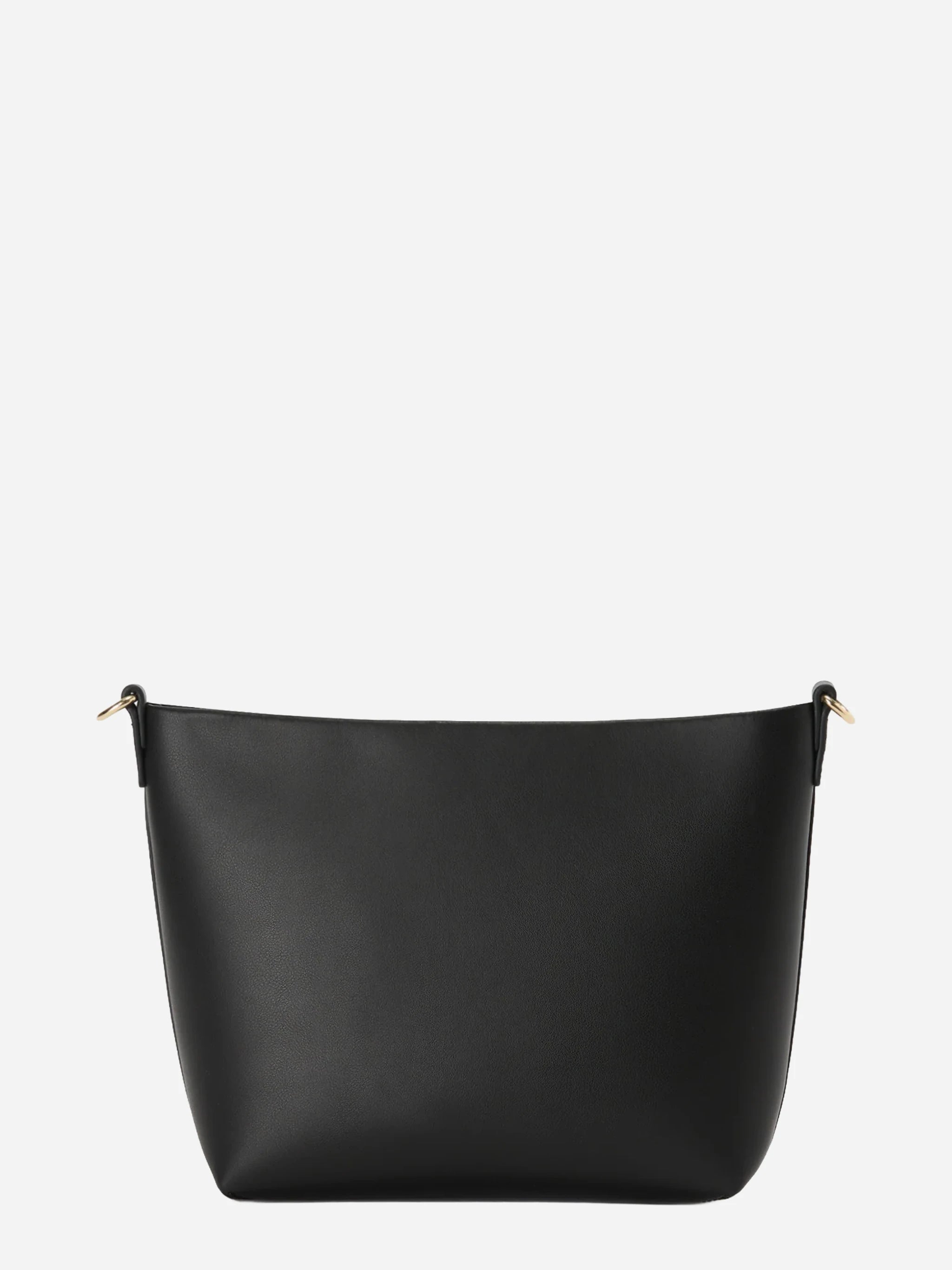 Borsa Aline in pelle liscia nera con placchetta logo