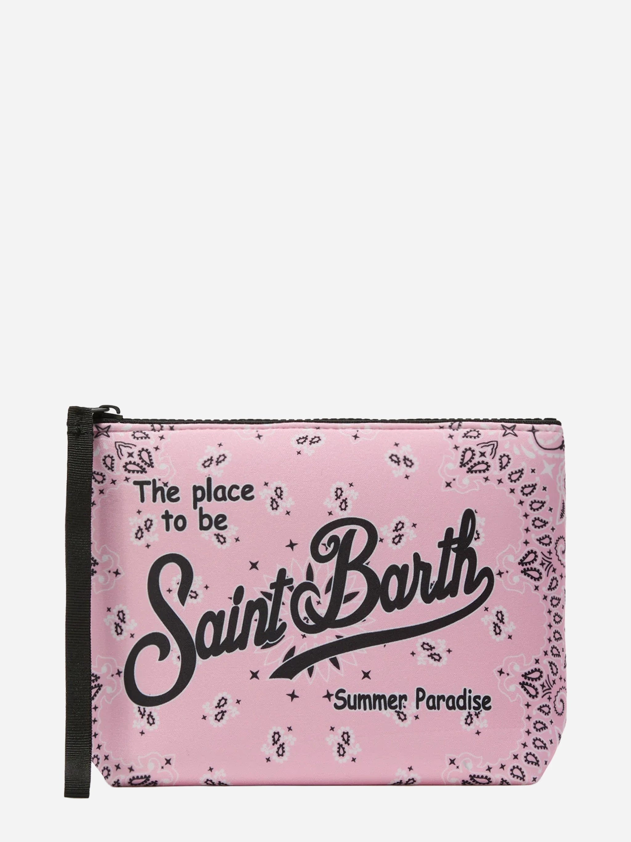 Pochette Aline in scuba con stampa bandana rosa