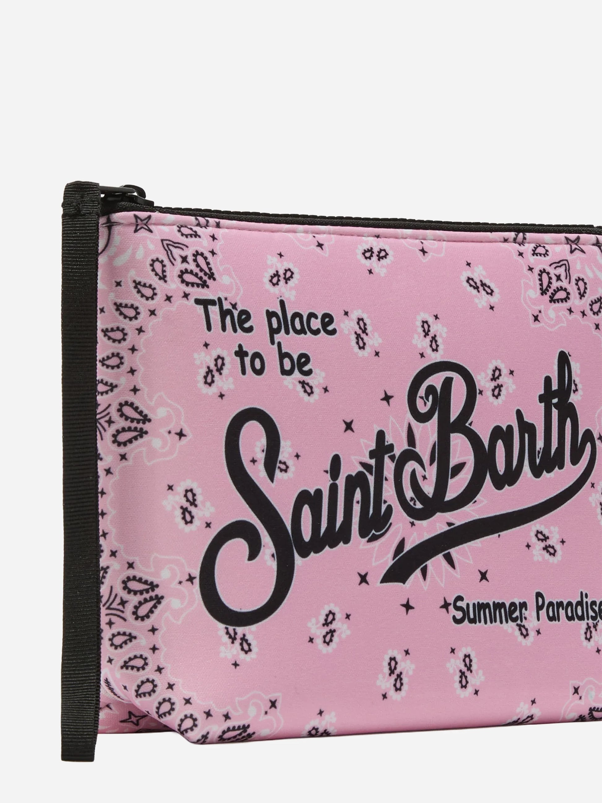Pochette Aline in scuba con stampa bandana rosa