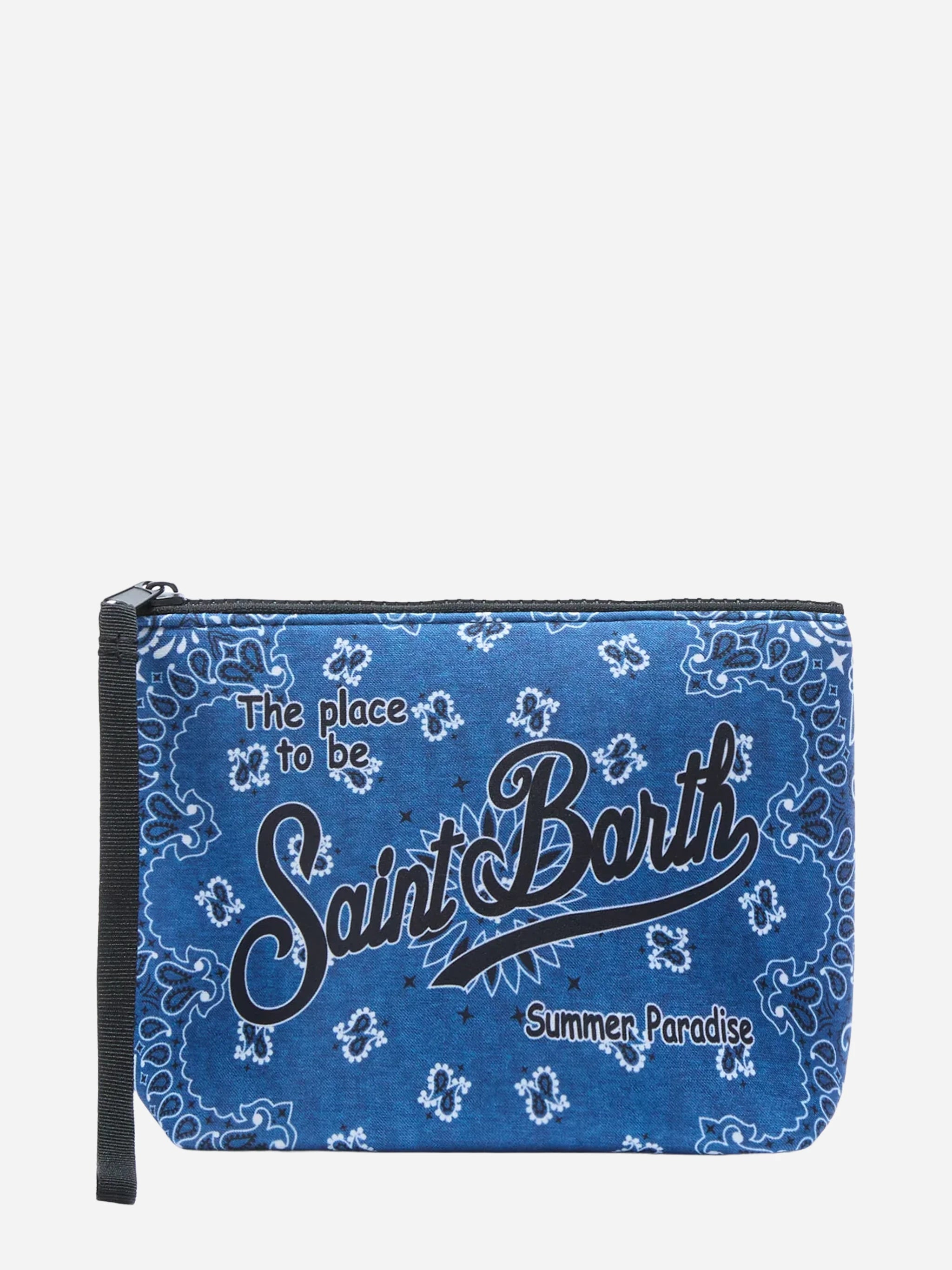 Pochette Aline in scuba con stampa bandana blu