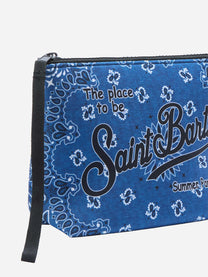 Pochette Aline in scuba con stampa bandana blu