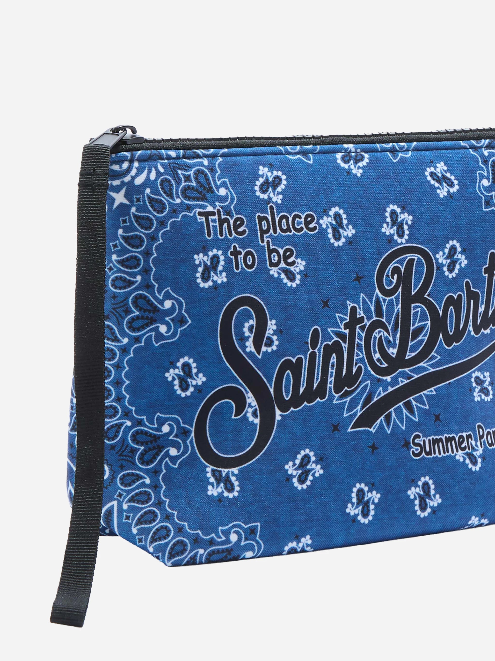 Pochette Aline in scuba con stampa bandana blu