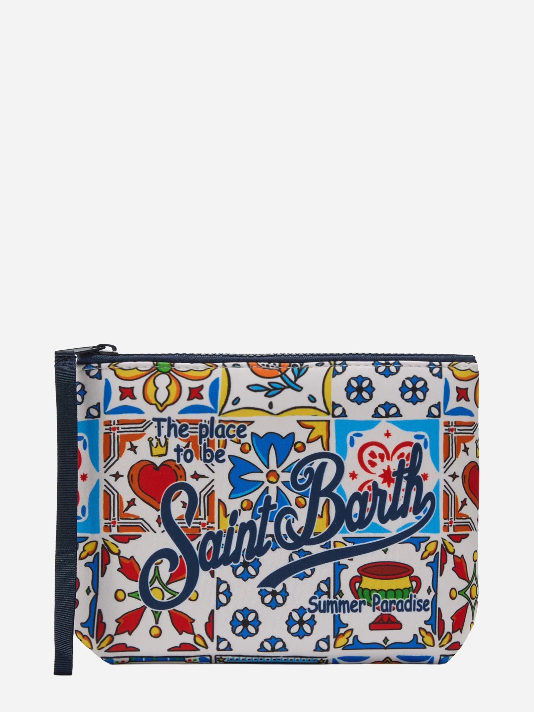 Pochette Aline in scuba con stampa maiolica