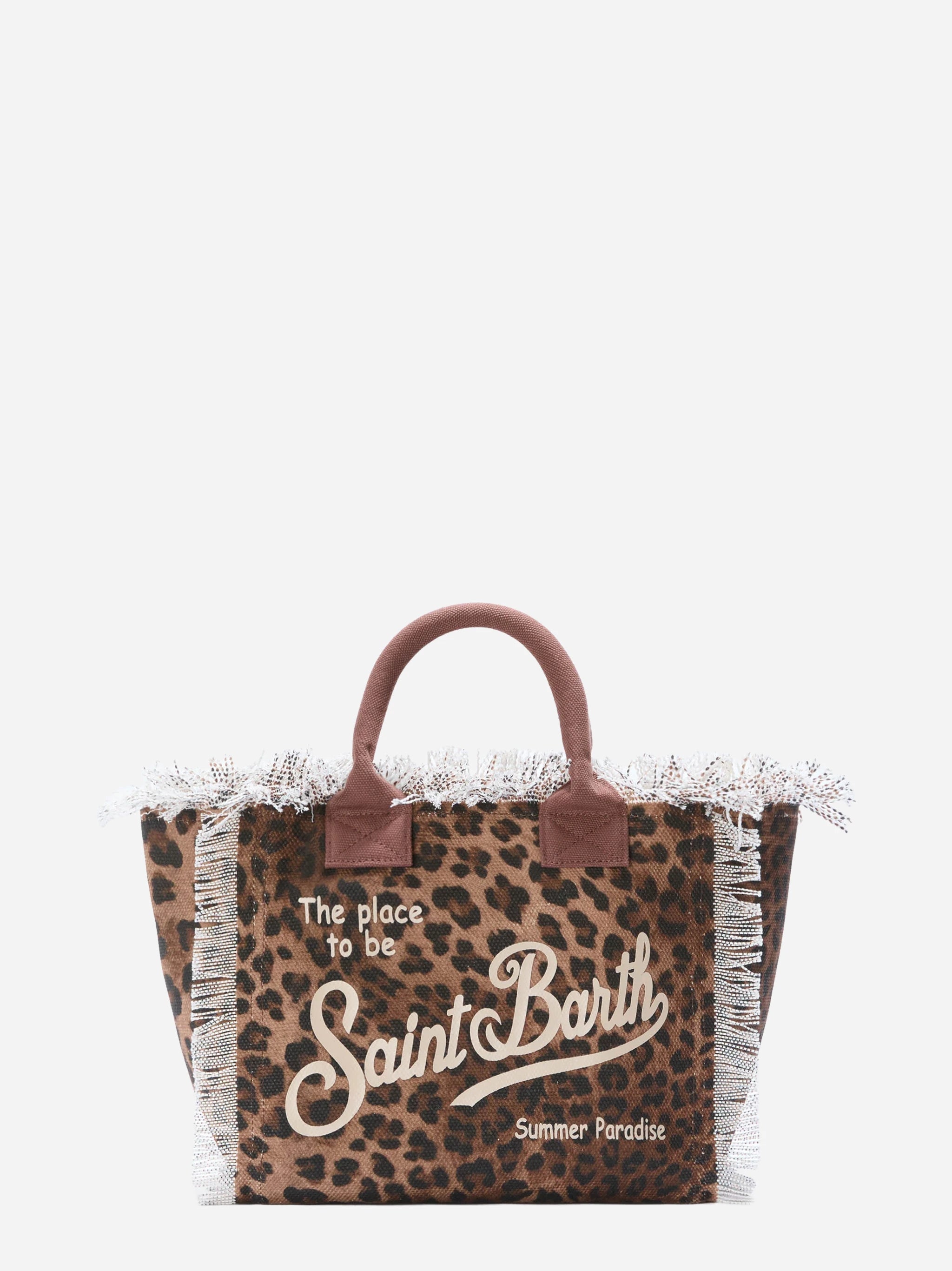 Borsa Colette in canvas con fantasia leopardata