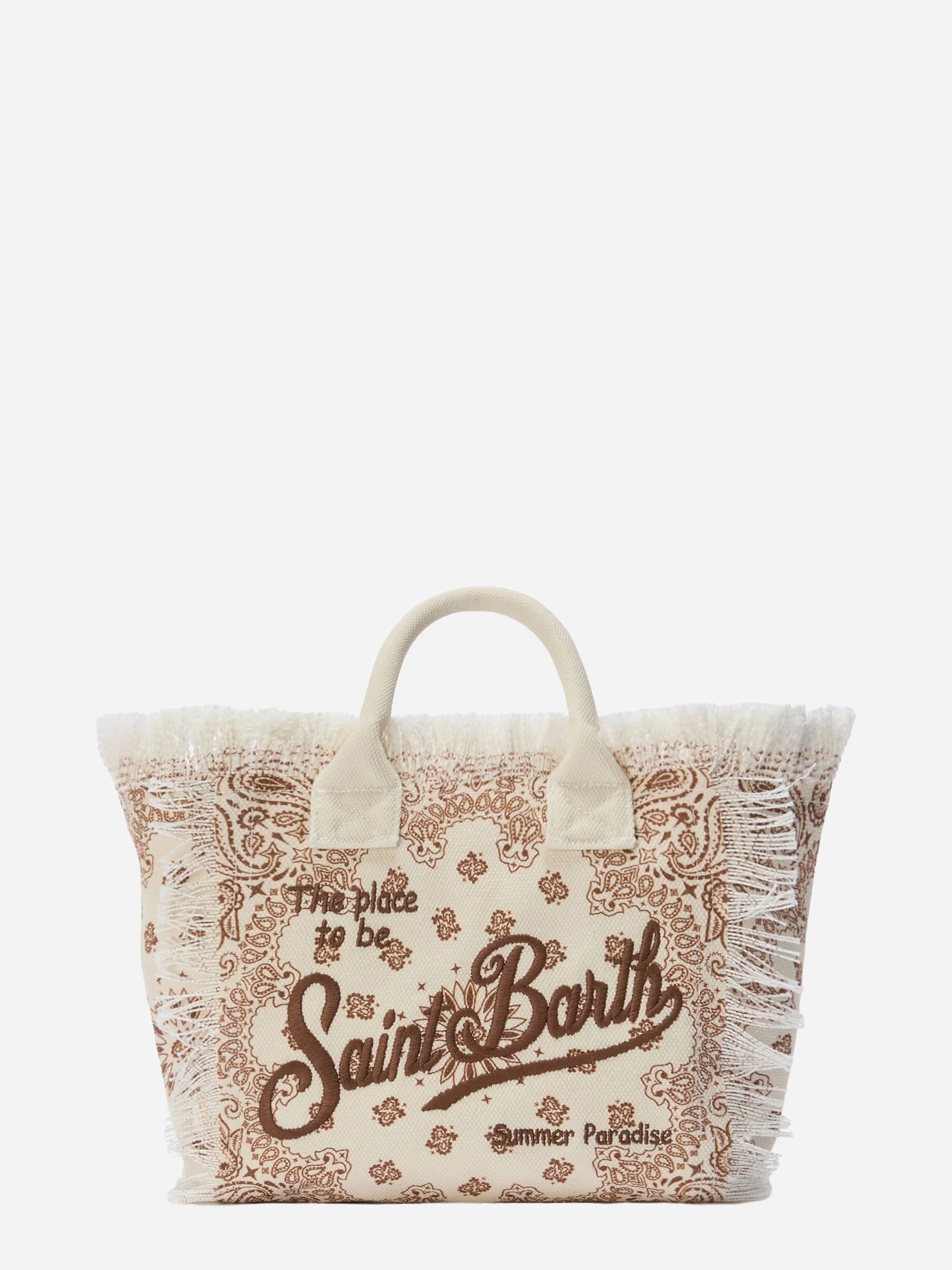 Borsa Colette in canvas beige con stampa bandana