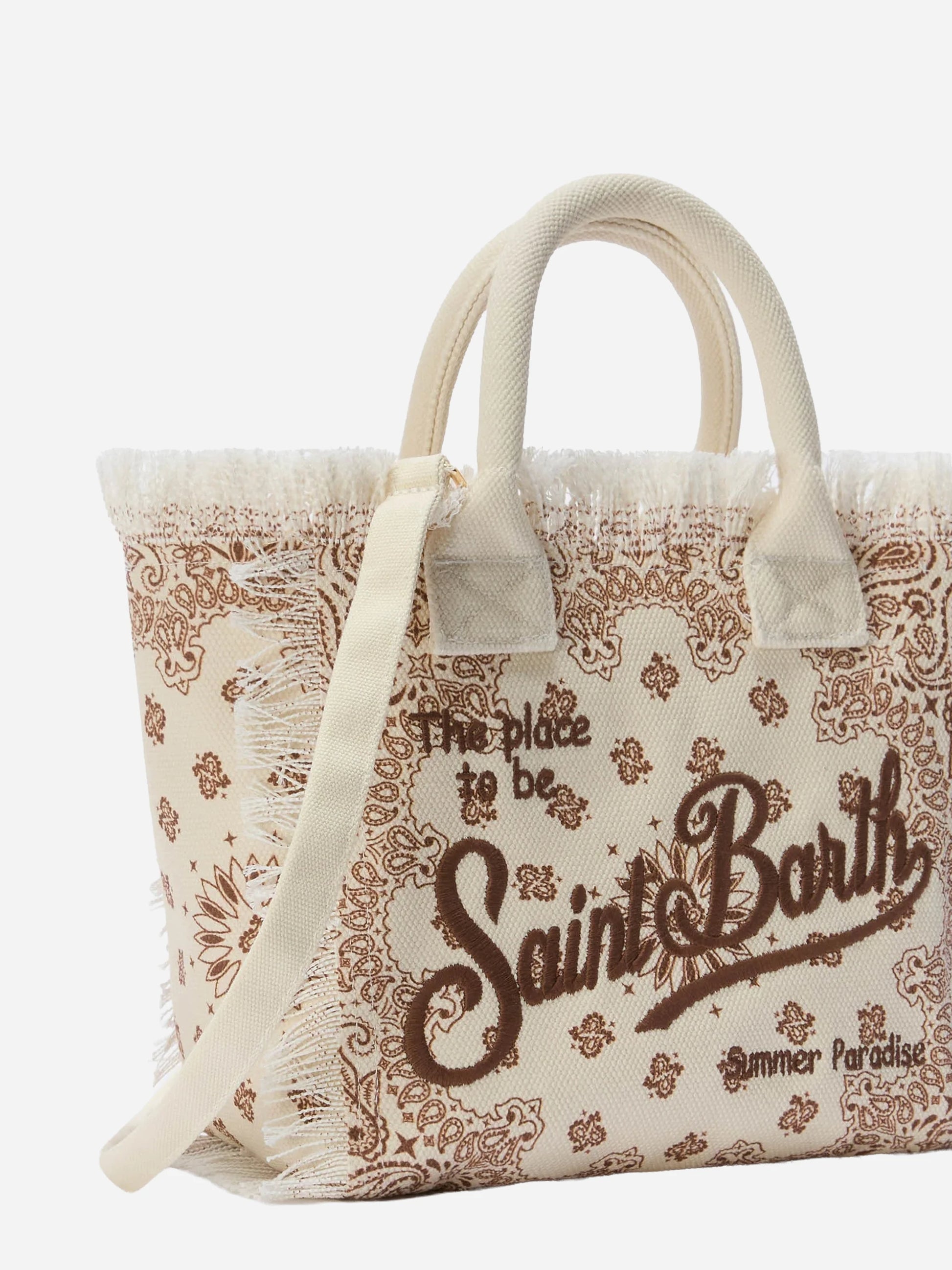 Borsa Colette in canvas beige con stampa bandana