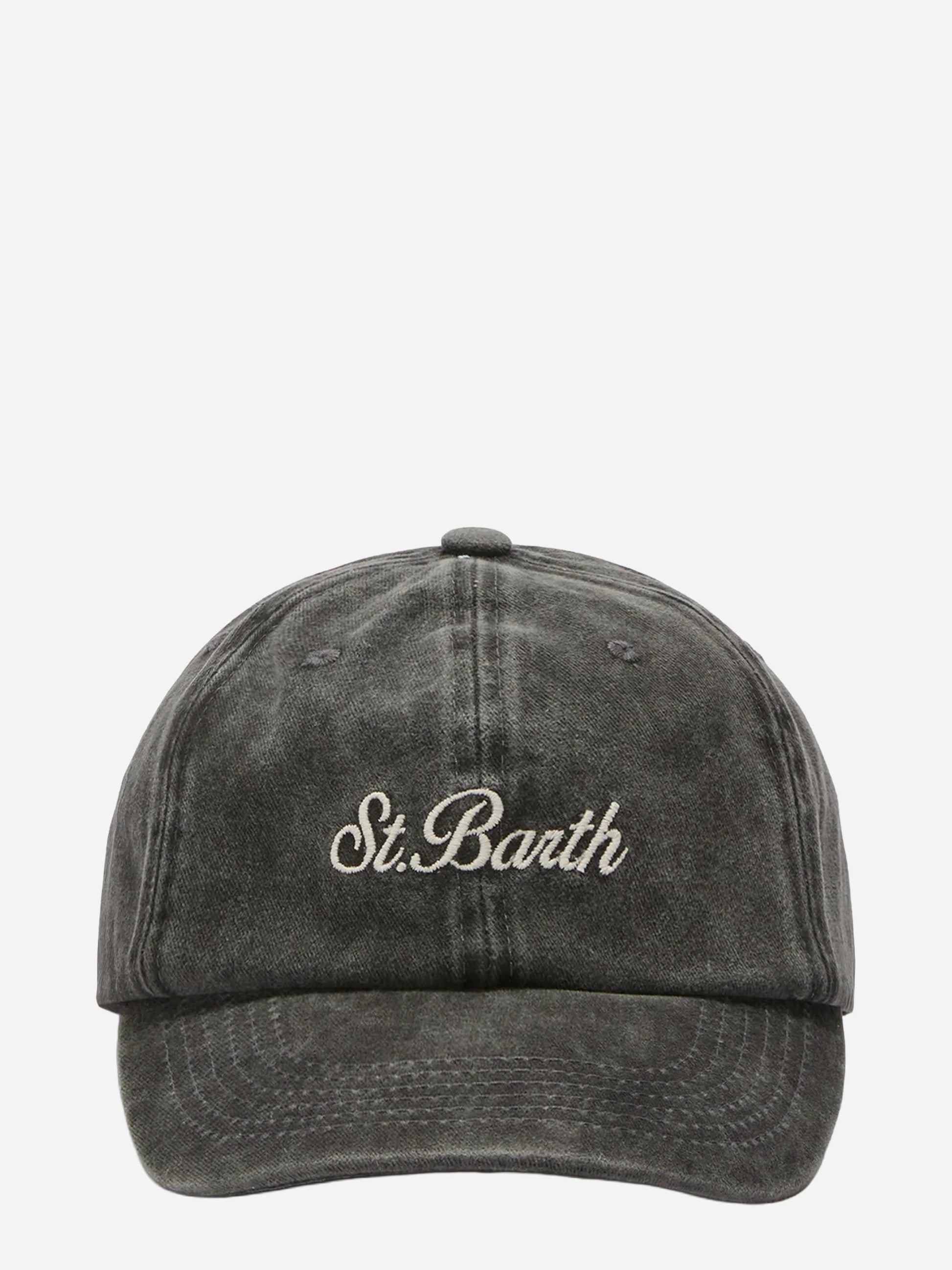 Cappellino Davis con visiera in cotone grigio scuro con logo ricamato