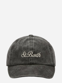 Cappellino Davis con visiera in cotone grigio scuro con logo ricamato