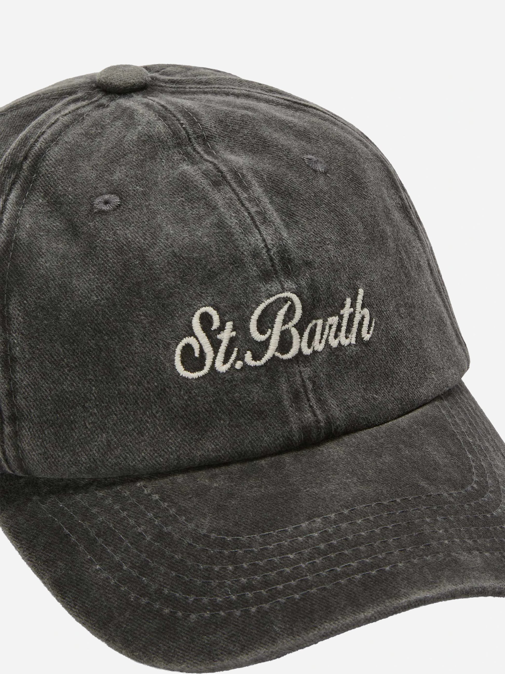 Cappellino Davis con visiera in cotone grigio scuro con logo ricamato