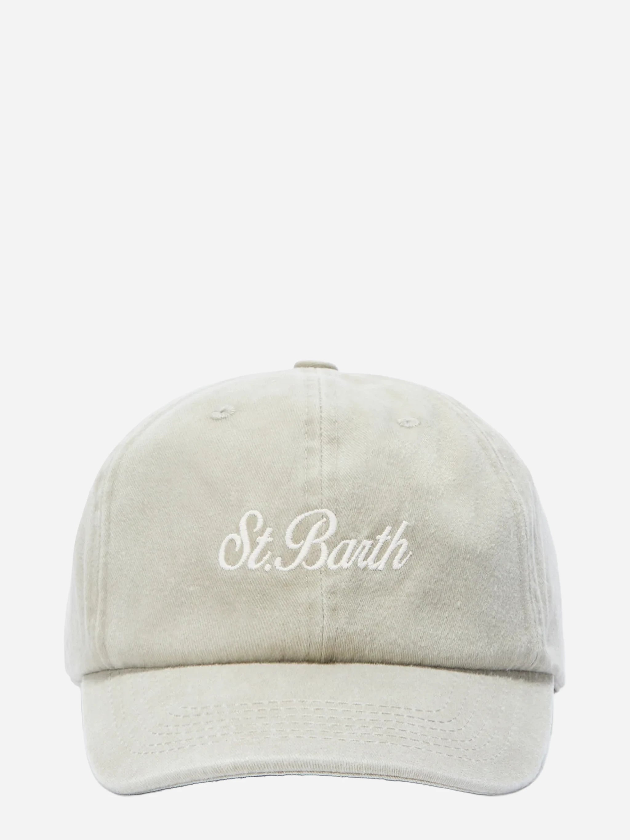 Cappellino Davis con visiera in cotone beige con logo ricamato