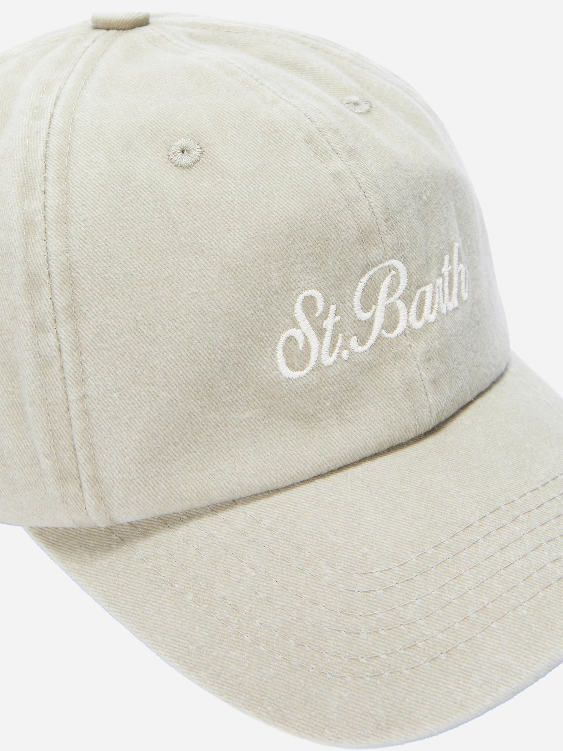 Cappellino Davis con visiera in cotone beige con logo ricamato