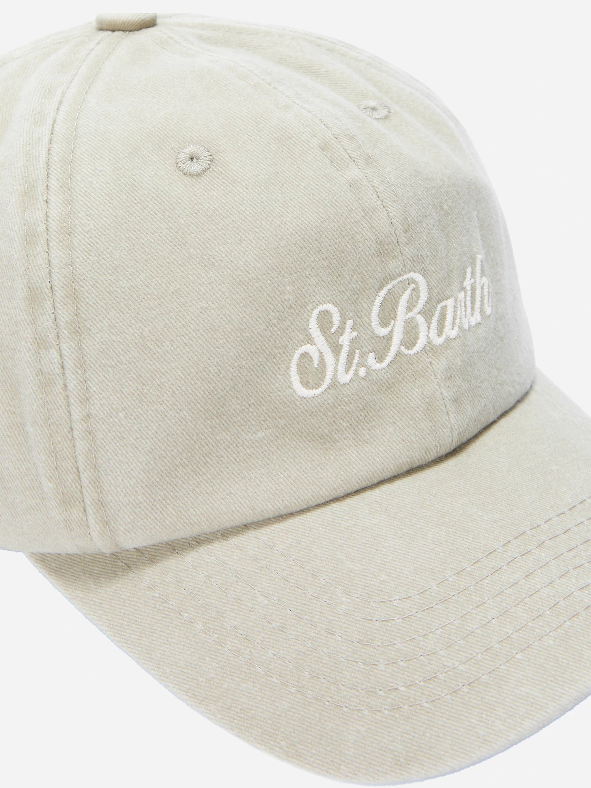 Cappellino Davis con visiera in cotone beige con logo ricamato