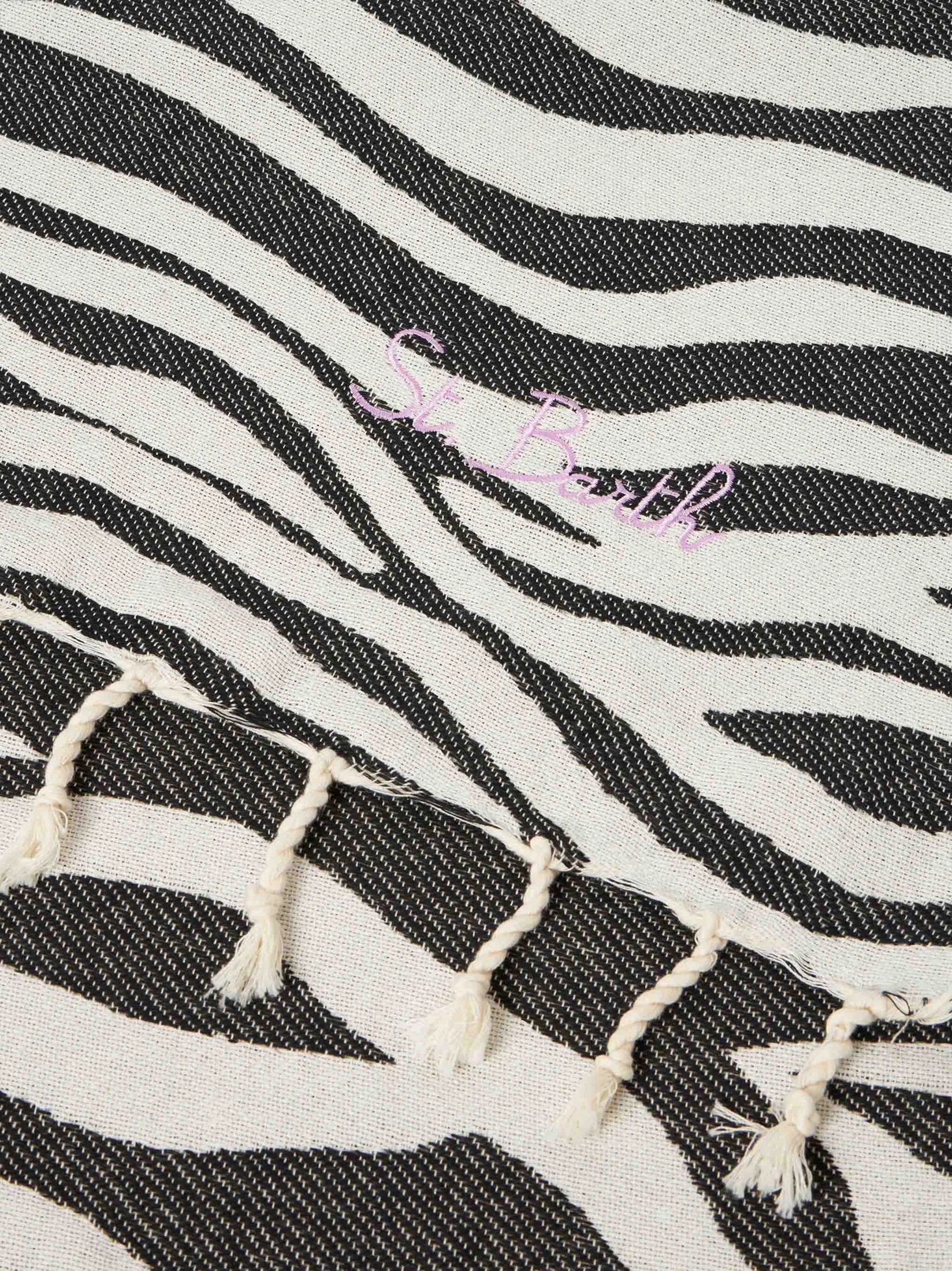 Telo mare Foutas in cotone con jacquard zebrato