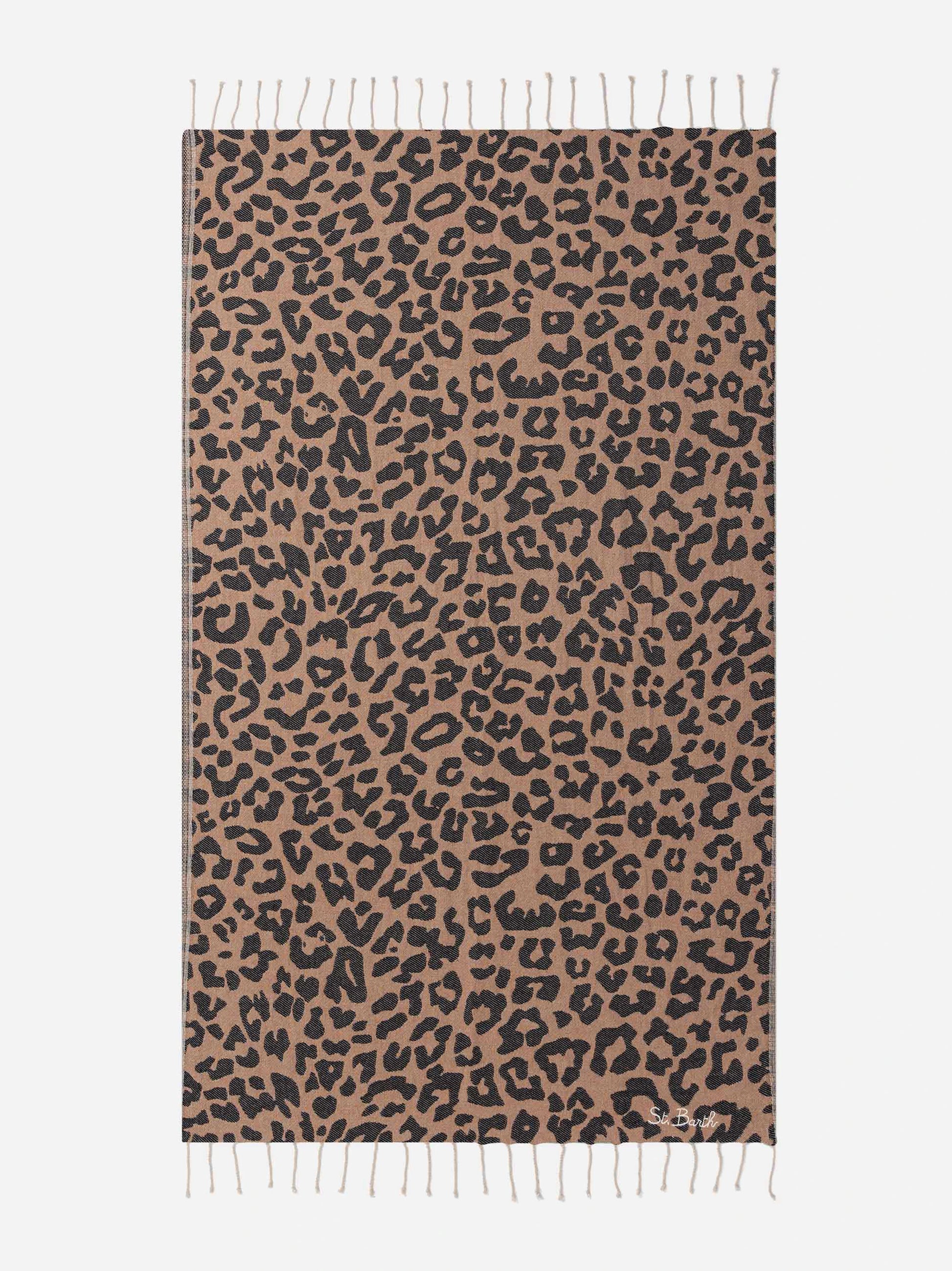 Telo mare Foutas in cotone con jacquard animalier