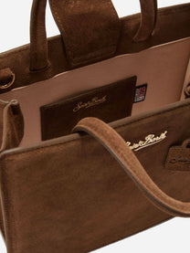 Borsa in suede marrone shop midi