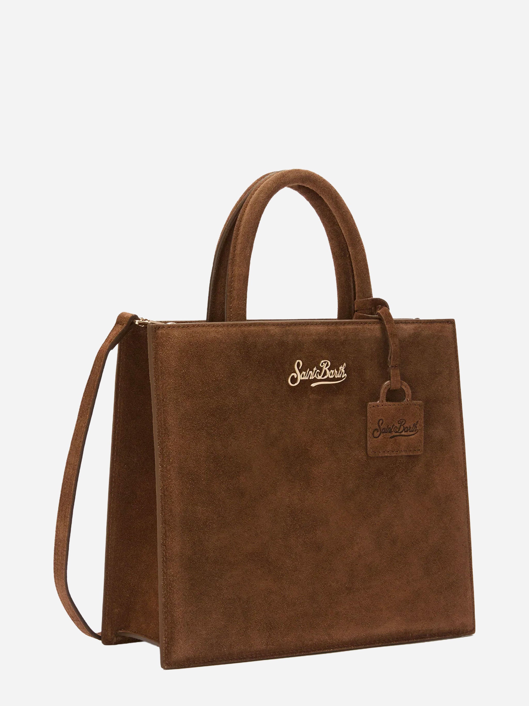 Borsa in suede marrone shop midi