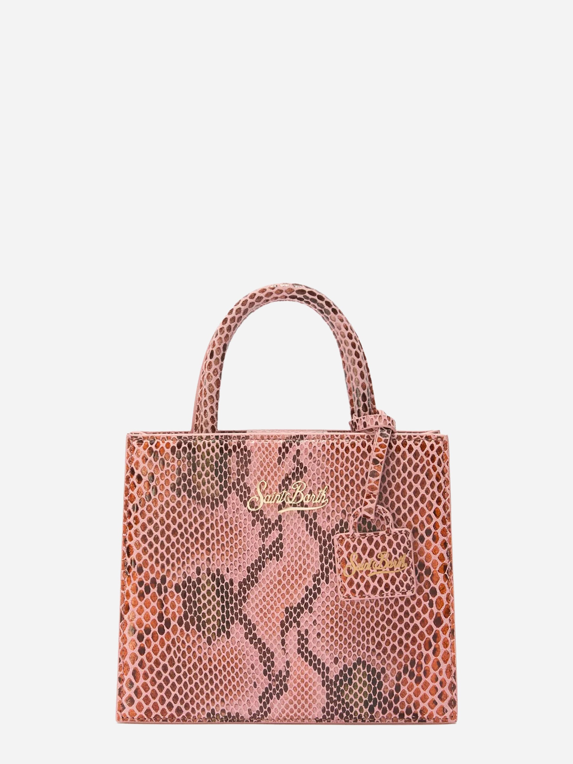 Shop Bag Mini in pelle con stampa pitonata rosa