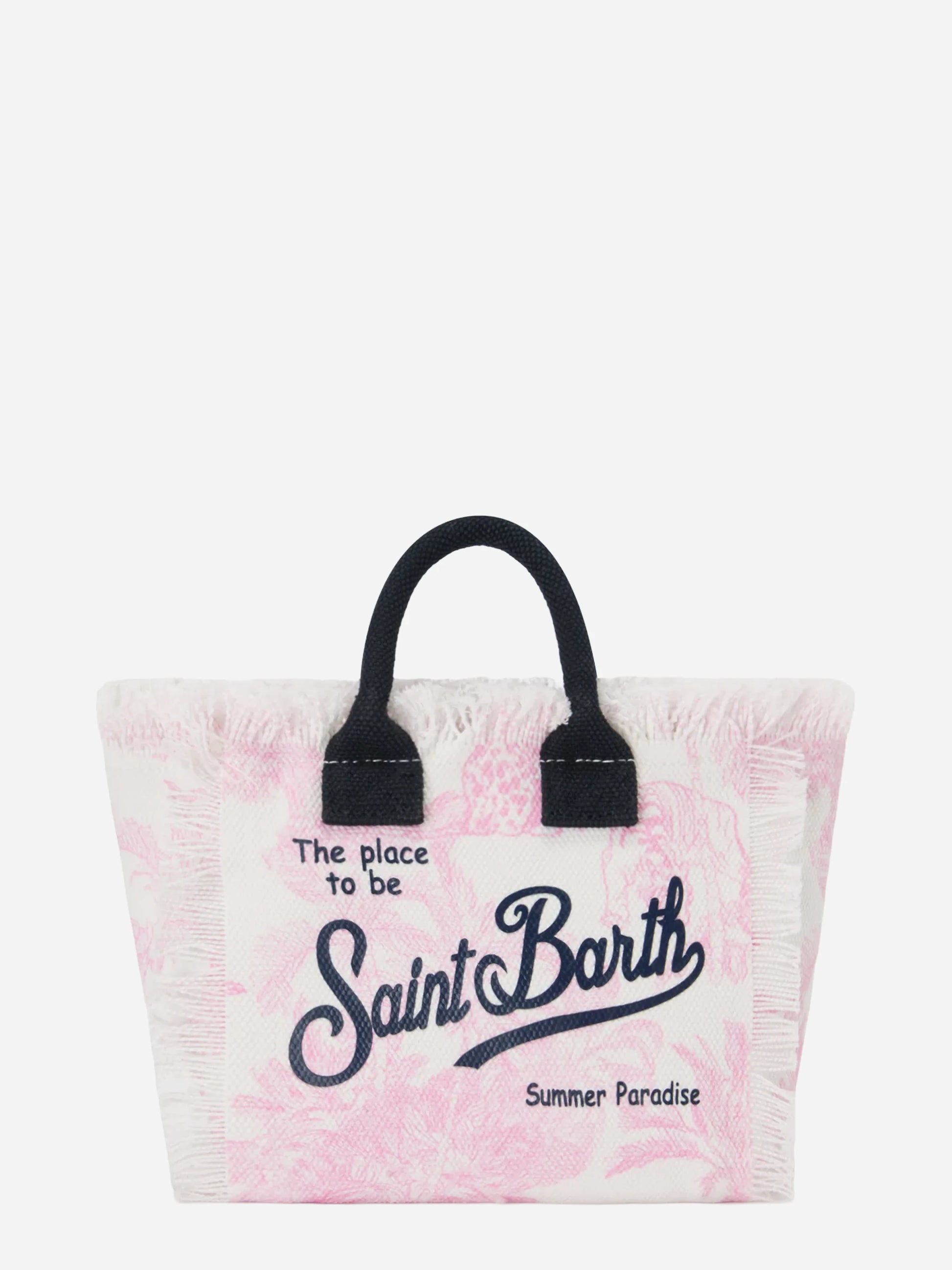 Borsa Vanity mini in canvas con stampa toile de Jouy rosa