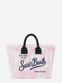 Borsa Vanity mini in canvas con stampa toile de Jouy rosa