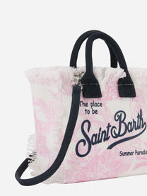 Borsa Vanity mini in canvas con stampa toile de Jouy rosa