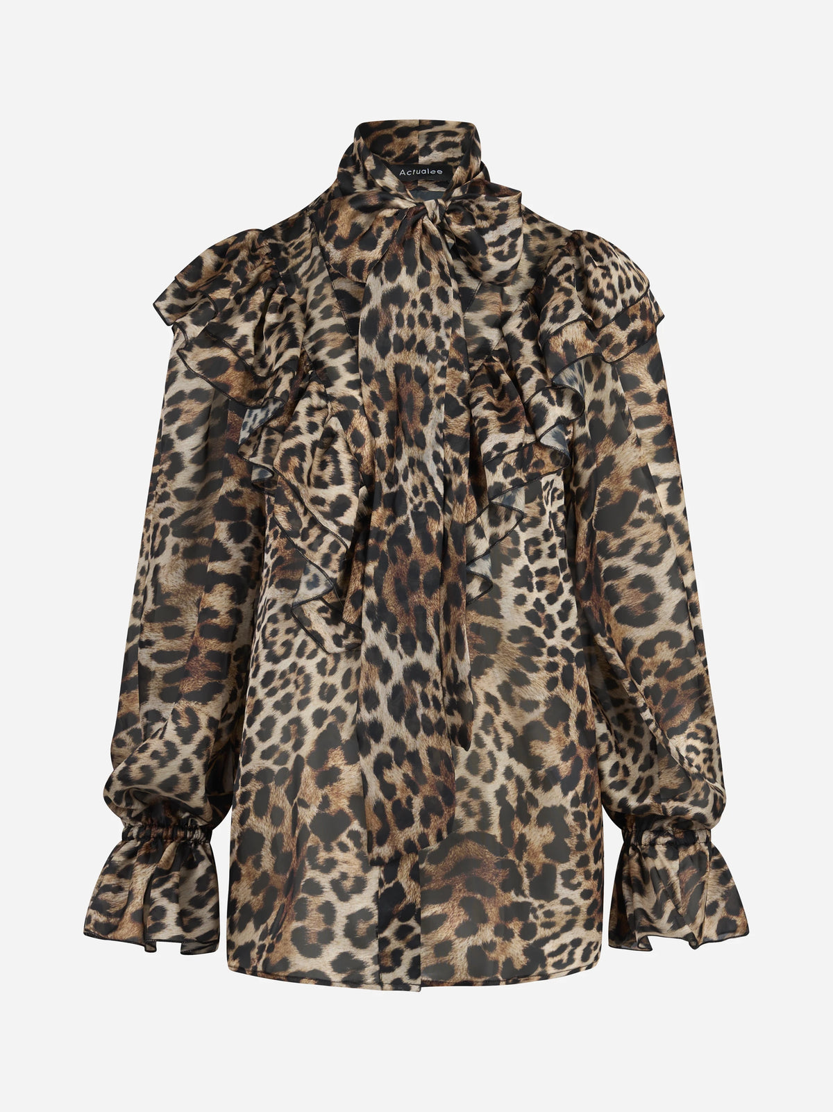 Camicia animalier con volant - vista frontale