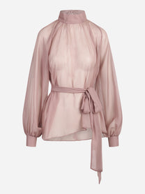 Camicia rosa con cintura - vista frontale