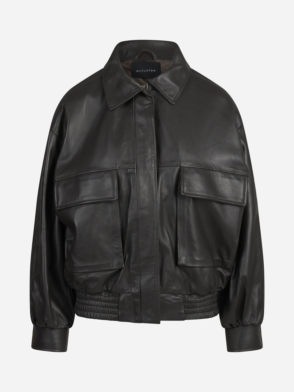 Bomber in pelle marrone - vista frontale