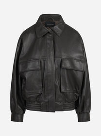 Bomber in pelle marrone - vista frontale
