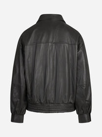 Bomber in pelle marrone - vista posteriore