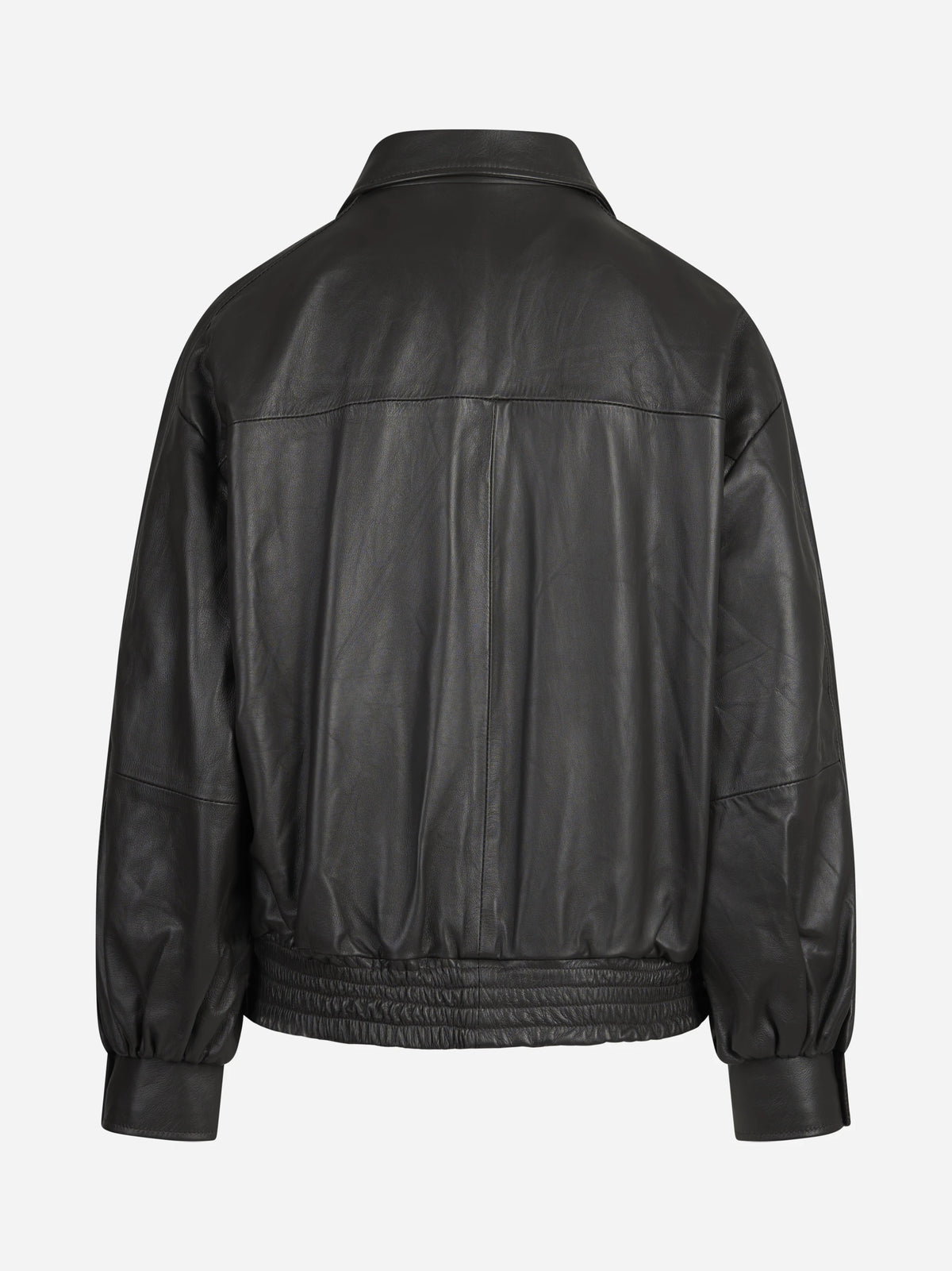 Bomber in pelle marrone - vista posteriore
