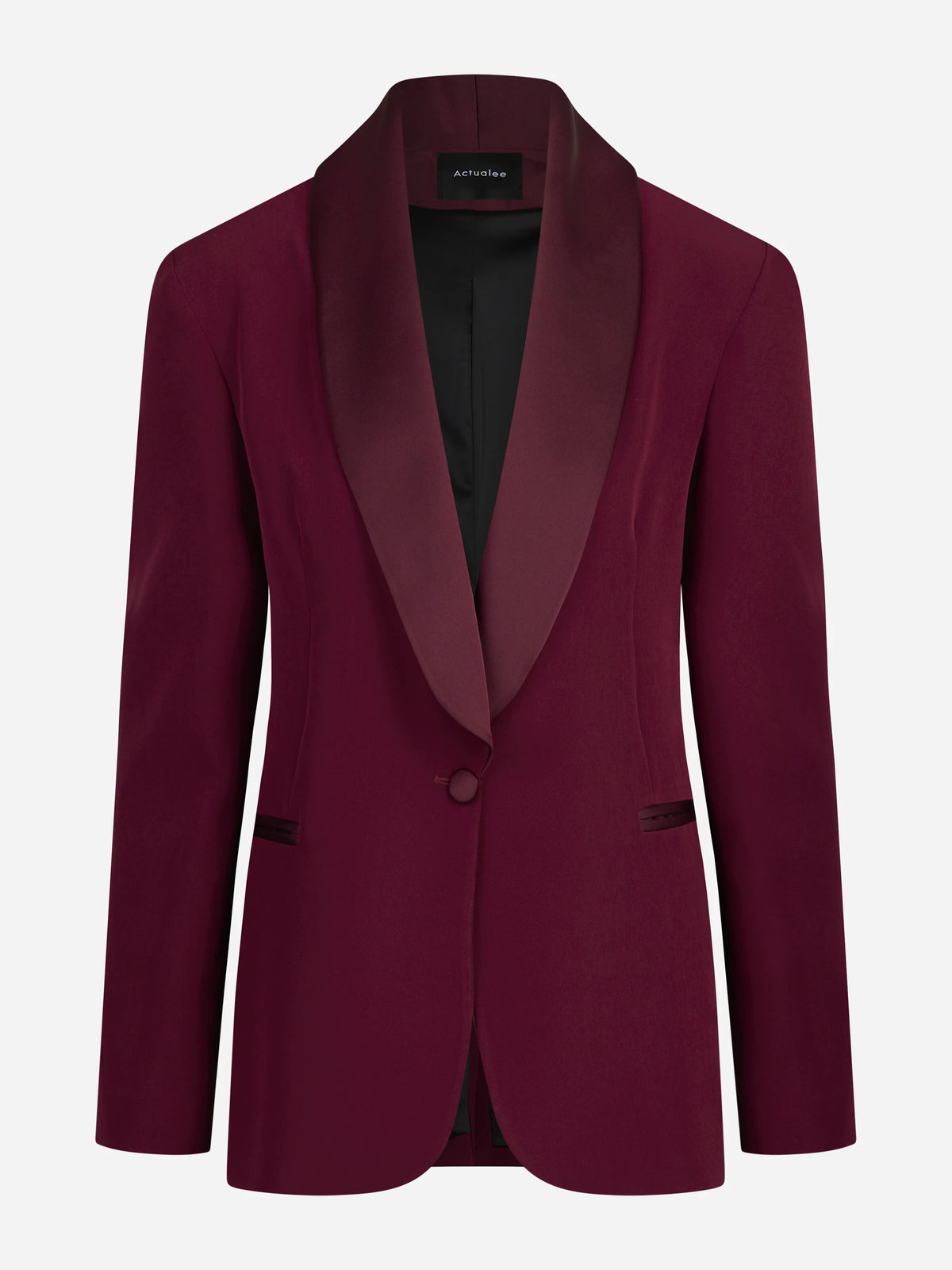 Blazer con revers sciallato bordeaux - vista frontale