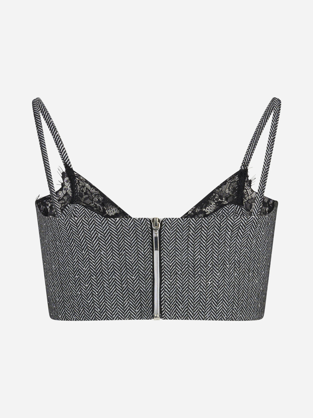 Top corto spigato con pizzo nero ACTUALEE - vista posteriore