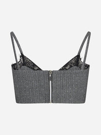 Top corto spigato con pizzo nero ACTUALEE - vista posteriore
