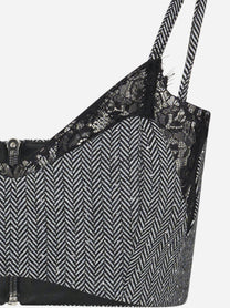 Top corto spigato con pizzo nero ACTUALEE - dettaglio