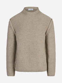 Maglia in cashmere a collo alto beige - vista frontale