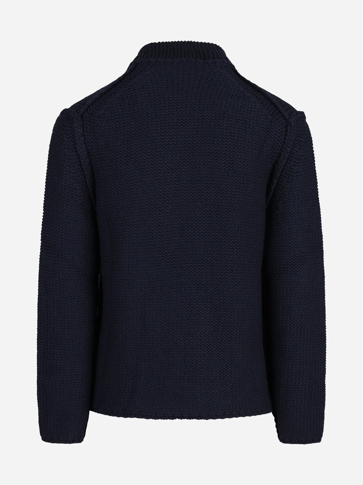 Cardigan in cashmere con collo sciallato blu - vista posteriore