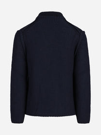 Cardigan in cashmere con collo sciallato blu - vista posteriore