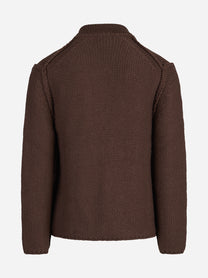 Cardigan in cashmere con collo sciallato bordeaux - vista posteriore