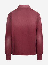 Cardigan in cotone effetto vissuto bordeaux - dettaglio del prodotto